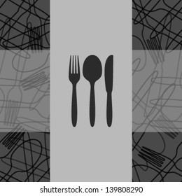 black grey menu design with cutlery pattern
