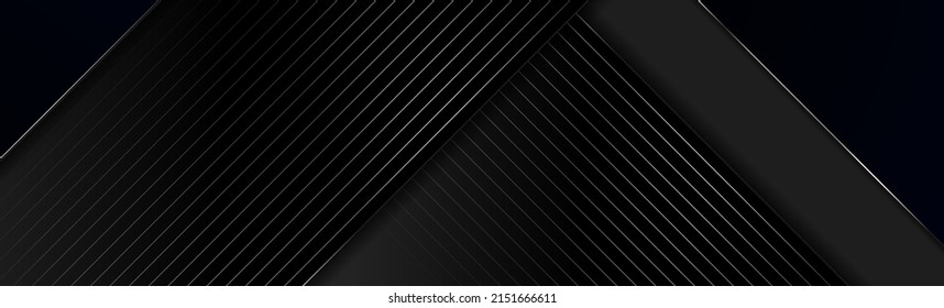 Fondo geométrico abstracto de tecnología negro y gris metálico. Diseño de pancartas vectoriales