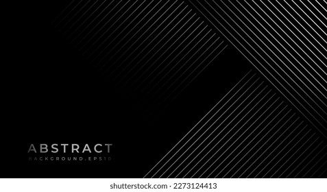 Black and Grey Metallic Abstract Tech Geometric Linear Background with Copy Space for Text or Message