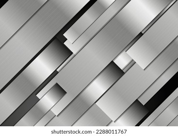 Black and grey metallic glossy stripes abstract technology background. Geometry art vector design