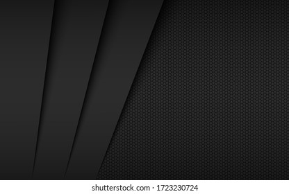 Black and grey modern material design with polygonal pattern. Overlap paper, corporate template for your business, vector abstract widescreen background