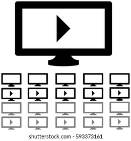Black and grey monitors the different shapes this is set icons.