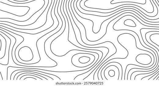 The black grey on white contours vector topography stylized height of the lines. The concept of a conditional geography scheme and the terrain path. Ultra wide. Map vector terrain Illustration.
