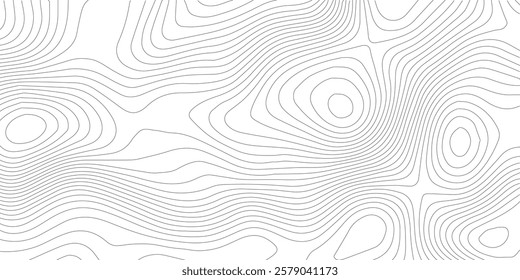 The black grey on white contours vector topography stylized height of the lines. The concept of a conditional geography scheme and the terrain path. Ultra wide. Map vector terrain Illustration.
