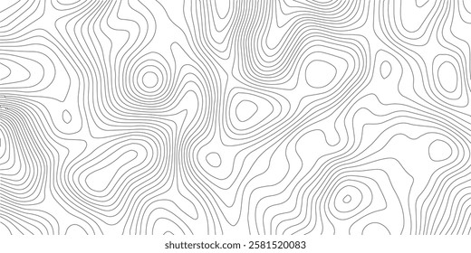 The black grey on white contours vector topography stylized height of the lines. The concept of a conditional geography scheme and the terrain path. Ultra wide. Map vector terrain Illustration.
