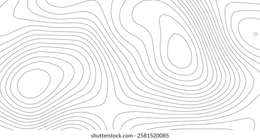 The black grey on white contours vector topography stylized height of the lines. The concept of a conditional geography scheme and the terrain path. Ultra wide. Map vector terrain Illustration.
