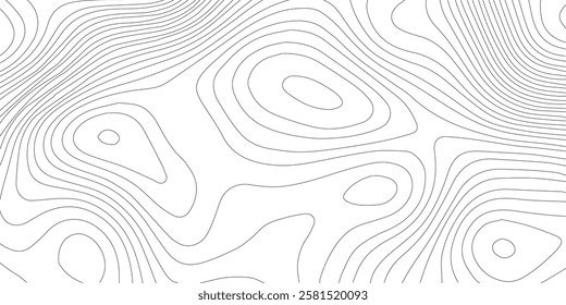 The black grey on white contours vector topography stylized height of the lines. The concept of a conditional geography scheme and the terrain path. Ultra wide. Map vector terrain Illustration.
