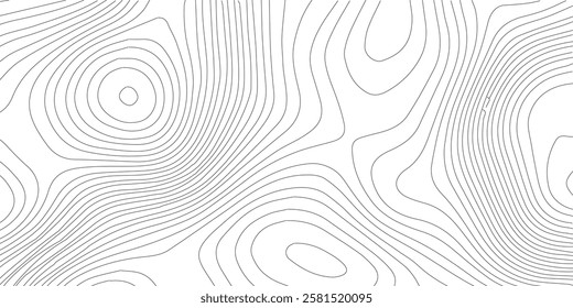 The black grey on white contours vector topography stylized height of the lines. The concept of a conditional geography scheme and the terrain path. Ultra wide. Map vector terrain Illustration.
