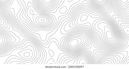 The black grey on white contours vector topography stylized height of the lines. The concept of a conditional geography scheme and the terrain path. Ultra wide. Map vector terrain Illustration.
