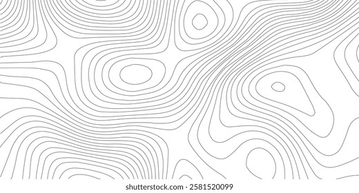 The black grey on white contours vector topography stylized height of the lines. The concept of a conditional geography scheme and the terrain path. Ultra wide. Map vector terrain Illustration.
