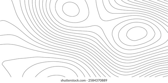 The black grey on white contours vector topography stylized height of the lines. The concept of a conditional geography scheme and the terrain path. Ultra wide. Map vector terrain Illustration.
