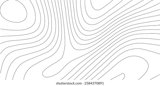 The black grey on white contours vector topography stylized height of the lines. The concept of a conditional geography scheme and the terrain path. Ultra wide. Map vector terrain Illustration.
