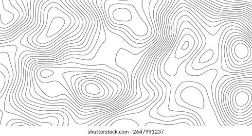 The black grey on white contours vector topography stylized height of the lines. The concept of a conditional geography scheme and the terrain path. Ultra wide. Map vector terrain Illustration.