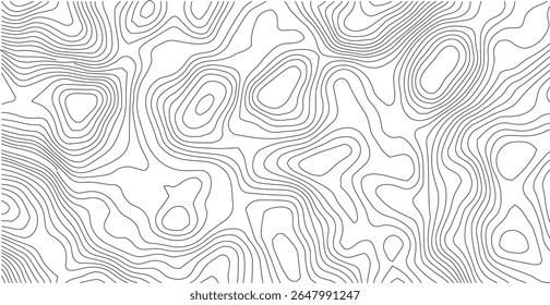 The black grey on white contours vector topography stylized height of the lines. The concept of a conditional geography scheme and the terrain path. Ultra wide. Map vector terrain Illustration.