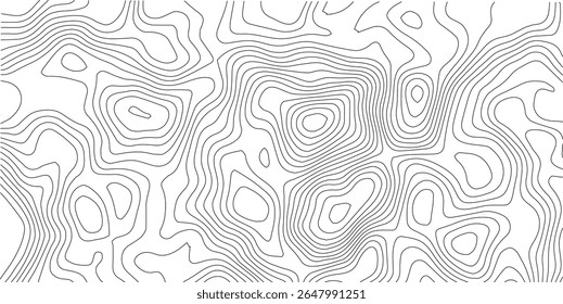 The black grey on white contours vector topography stylized height of the lines. The concept of a conditional geography scheme and the terrain path. Ultra wide. Map vector terrain Illustration.