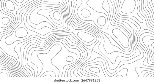 The black grey on white contours vector topography stylized height of the lines. The concept of a conditional geography scheme and the terrain path. Ultra wide. Map vector terrain Illustration.