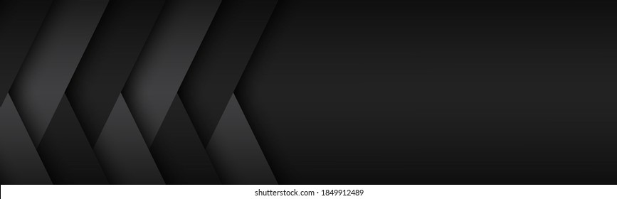 Black and grey overlayed paper layers. Abstract modern vector header with place for your text. Material design banner. Abstract widescreen background