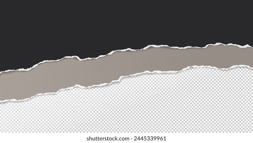Black and grey paper with torn edges and soft shadow are on squared background for text.