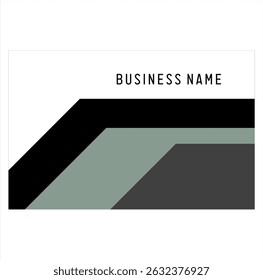 Black and grey parallelogram ribbon shape vector, business card design, white background.