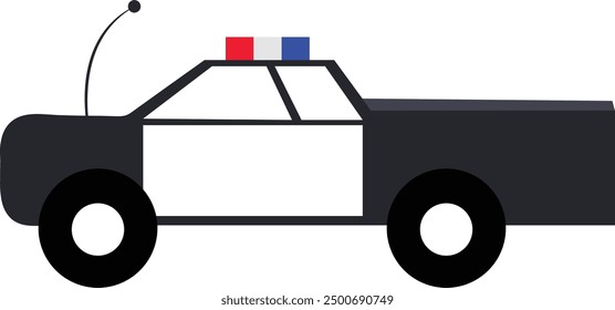 Black Grey Police Car Vector Illustration 