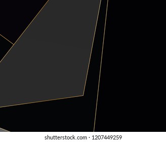 Black and grey Premium background with luxury polygonal pattern and gold triangle lines. Low poly gradient shapes luxury gold lines vector. Rich background, premium triangle polygons  design
