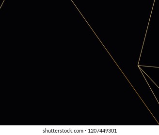 Black and grey Premium background with luxury polygonal pattern and gold triangle lines. Low poly gradient shapes luxury gold lines vector. Rich background, premium triangle polygons  design