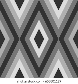 Black and grey seamless geometric pattern with rhombuses
