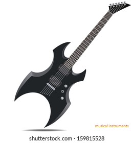 The black and grey semi-hollow electric guitar
