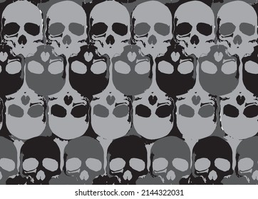 Black Grey Skull Seamless Pattern