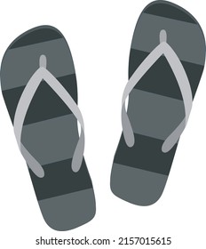 Black and grey summer flip flops