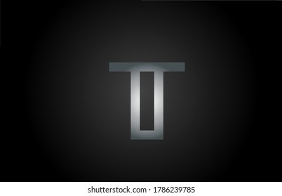 black grey T alphabet letter logo icon. Line design for company and business identity