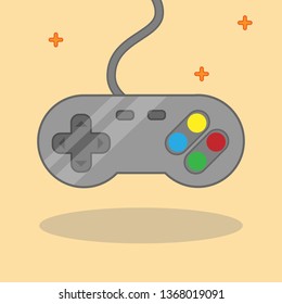 Black, grey, vector gamepad, joystick isolated on a yellow background, gemepad icon, logo, joystick vector graphic artwork