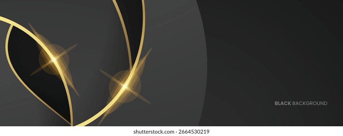 Schwarz-grau Wavy luxuriösen Hintergrund mit glitzernden goldenen Linien, minimale Szene, leeren Raum für die Verwendung Showcase