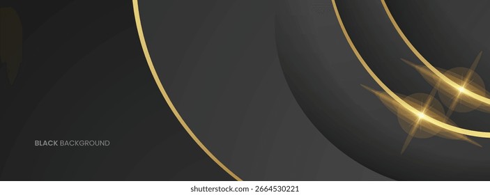 Schwarz-grau Wavy luxuriösen Hintergrund mit glitzernden goldenen Linien, minimale Szene, leeren Raum für die Verwendung Showcase