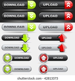 Black and grey web upload button set. Easy to change colors.