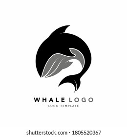 Schwarzer Wal, Vektorgrafik-Logo-Vorlage