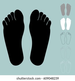 Black grey white foot or sole it is set icons.