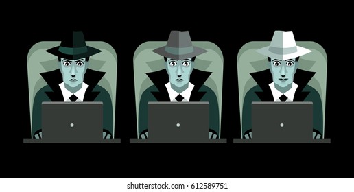 black grey and white hackers with computers