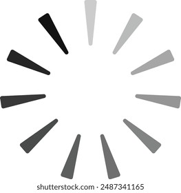 Black, grey and white loading icon, upload, download and streaming video buffering round progress bar