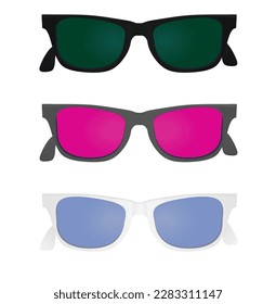 Gafas de sol negras, grises y blancas. ilustración vectorial