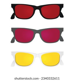 Gafas de sol negras, grises y blancas. ilustración vectorial