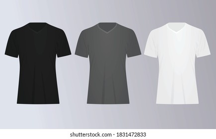 Schwarz, Grau und Weiß v Hals t Shirt. Vektorgrafik