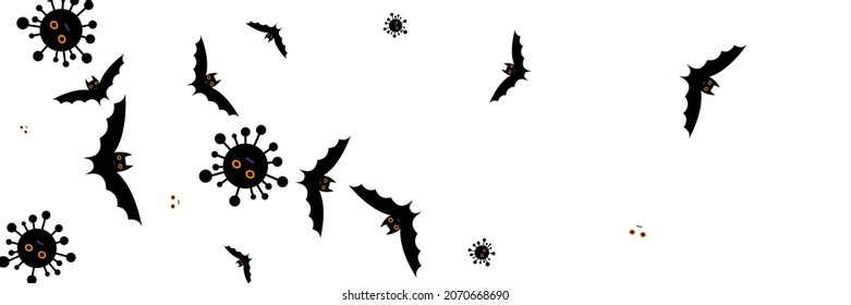 Black Grey White Virus Scary Bats. Dracula Corona Faces Creepy Covid Vaccination Halloween Illustration. Purple Horror Funny Mysterious Spooky Backdrop. Gothic Vampire Fear Party Cartoon Design Pic.