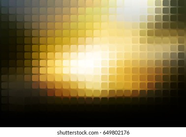 Black grey yellow white vector abstract rounded corners square tiles mosaic over blurred background