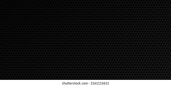 Black grid background. Abstract metallic surface with holes backdrop. Perforated black metal material texture. Urban style vector illustration.