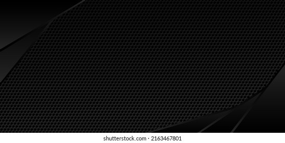 Fondo de la rejilla negra. Superficie metálica abstracta con fondo de agujeros. Textura perforada de material de metal negro. Ilustración vectorial de estilo urbano.