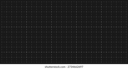 Fundo de diagrama de grelha preto. Linha branca sobre fundo preto para desenhos técnicos, planos arquitetônicos, interfaces digitais e modelos de design geométrico com precisão