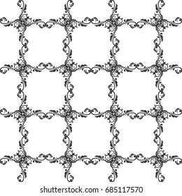 Black grid. Ornamental seamless pattern. Vector illustration isolated on white background
