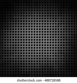 black grid pattern background with white center and dark border with black spots in rows, metal grill or steel plate, construction background design