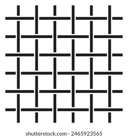 Schwarzes Gittermuster auf Weiß. Schnittlinien, gewebtes Design. Symmetrische Gitterstruktur. Vektorillustration. EPS 10.